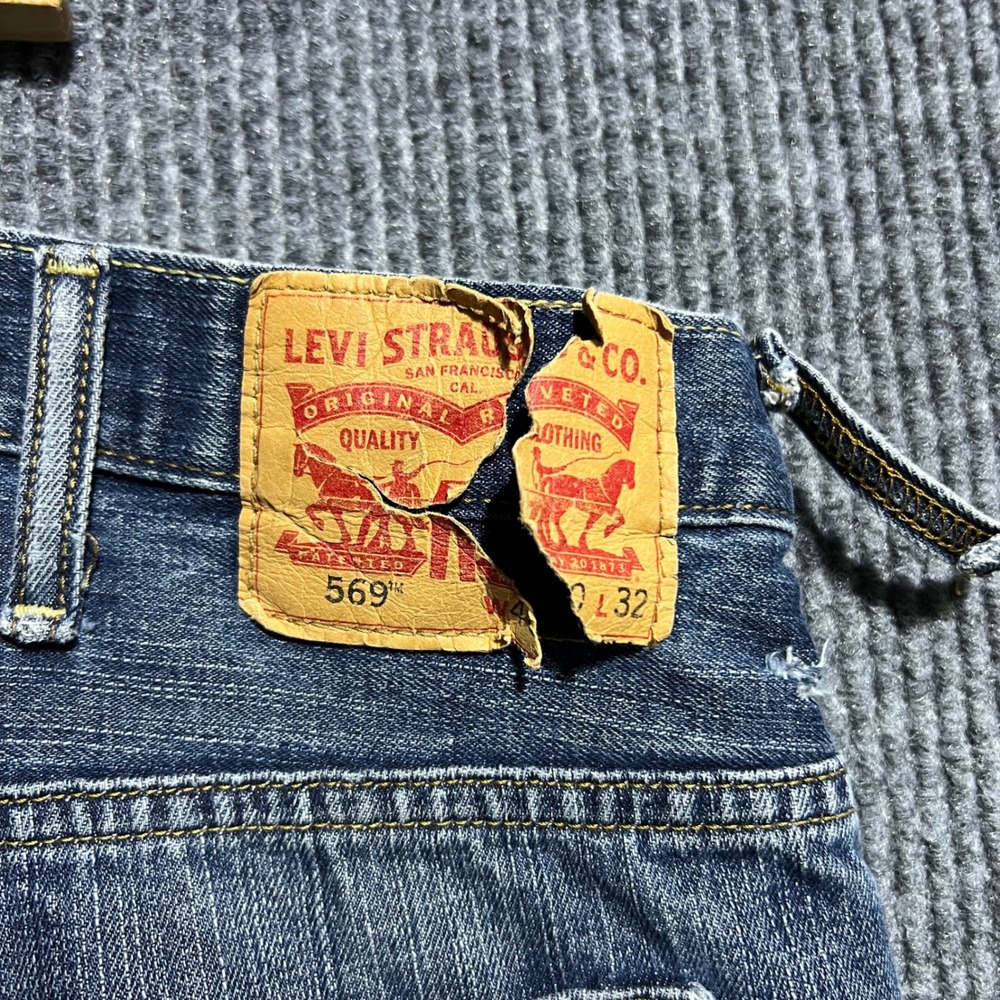 Levis 569 Loose Straight Jeans Mens 40x32 Blue Denim Baggy Distressed Casual - Picture 7 of 12